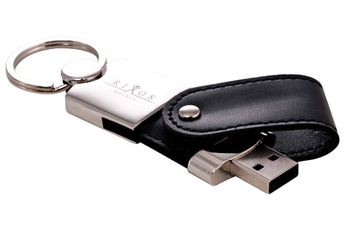 USB-Stick Metall mit Ledereinsatz