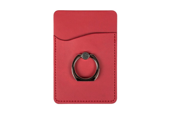 Karten Halterung mit Ring selbstklebend für Handy aus Leder
