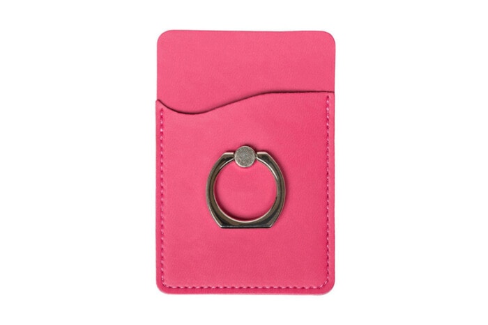 Karten Halterung mit Ring selbstklebend für Handy aus Leder
