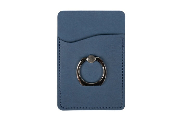 Karten Halterung mit Ring selbstklebend für Handy aus Leder