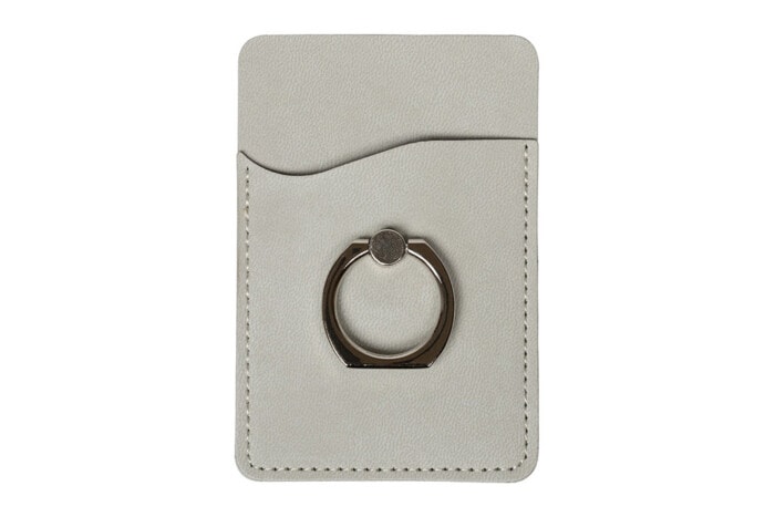 Karten Halterung mit Ring selbstklebend für Handy aus Leder