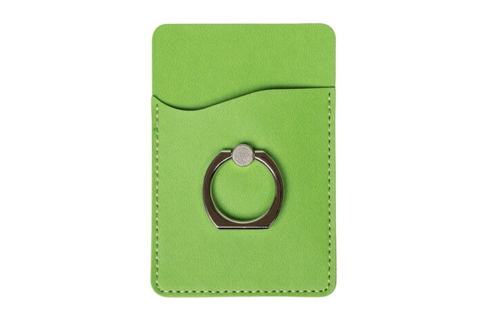 Karten Halterung mit Ring selbstklebend für Handy aus Leder
