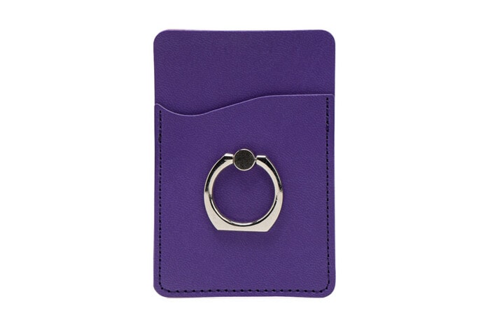 Karten Halterung mit Ring selbstklebend für Handy aus Leder