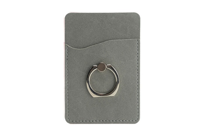 Karten Halterung mit Ring selbstklebend für Handy aus Leder