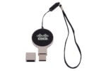 Metall-USB-Stick mit LED-Beleuchtung in rundem Design.