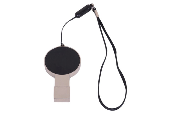 Metall-USB-Stick mit LED-Beleuchtung in rundem Design.