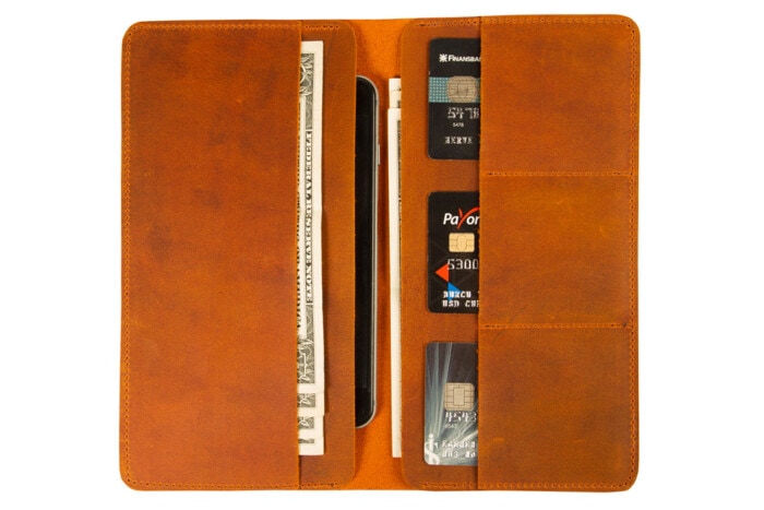 Leder Handyfach-Geldbörse