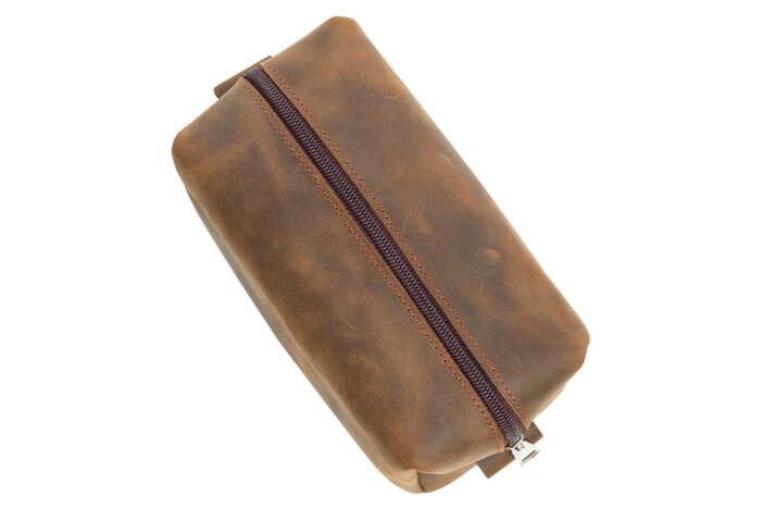 Leder Make-up & Rasier Tasche