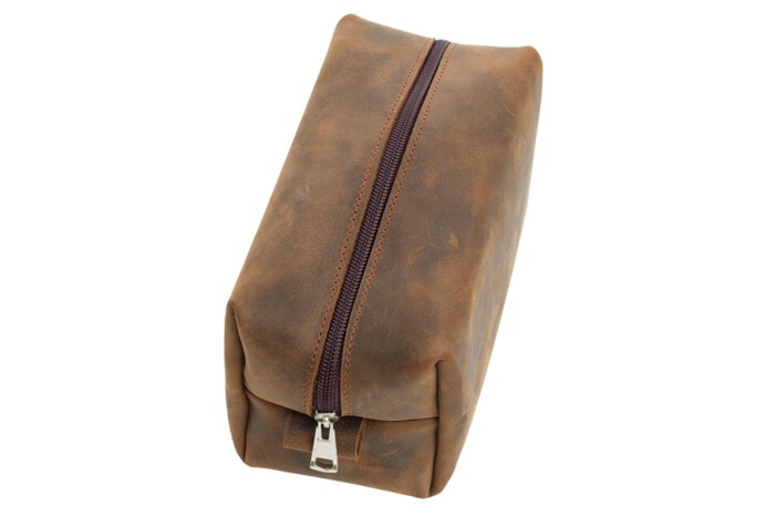 Leder Make-up & Rasier Tasche