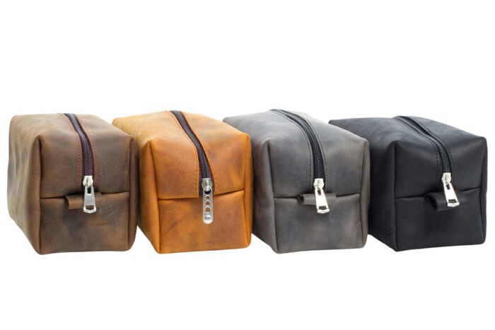 Leder Make-up & Rasier Tasche