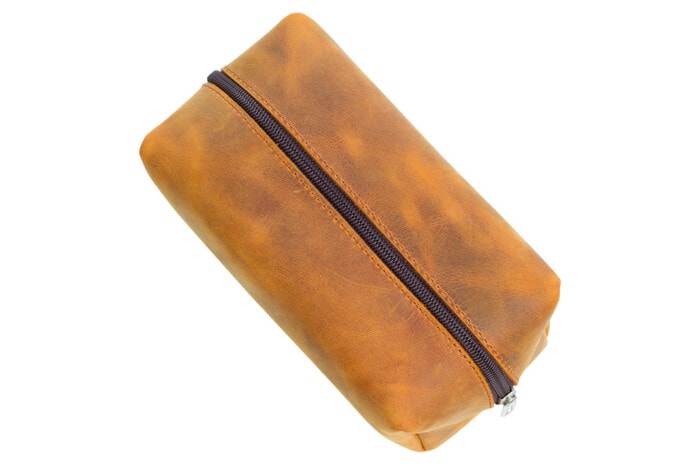 Leder Make-up & Rasier Tasche