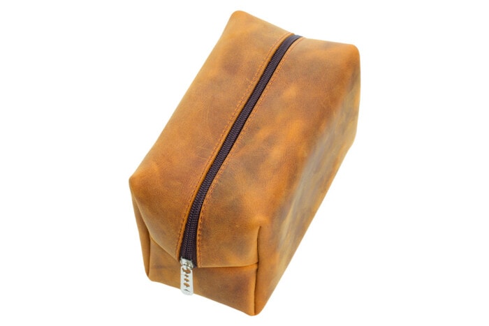 Leder Make-up & Rasier Tasche