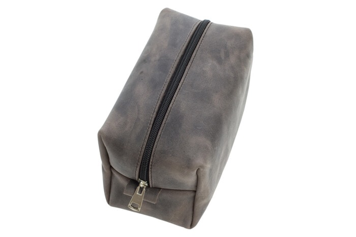 Leder Make-up & Rasier Tasche