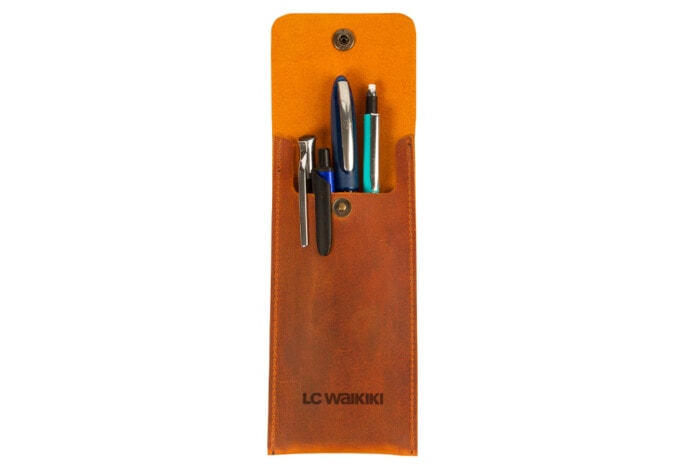 Leder Federmäppchen mit Druckknopf