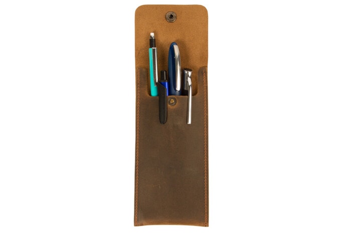 Leder Federmäppchen mit Druckknopf