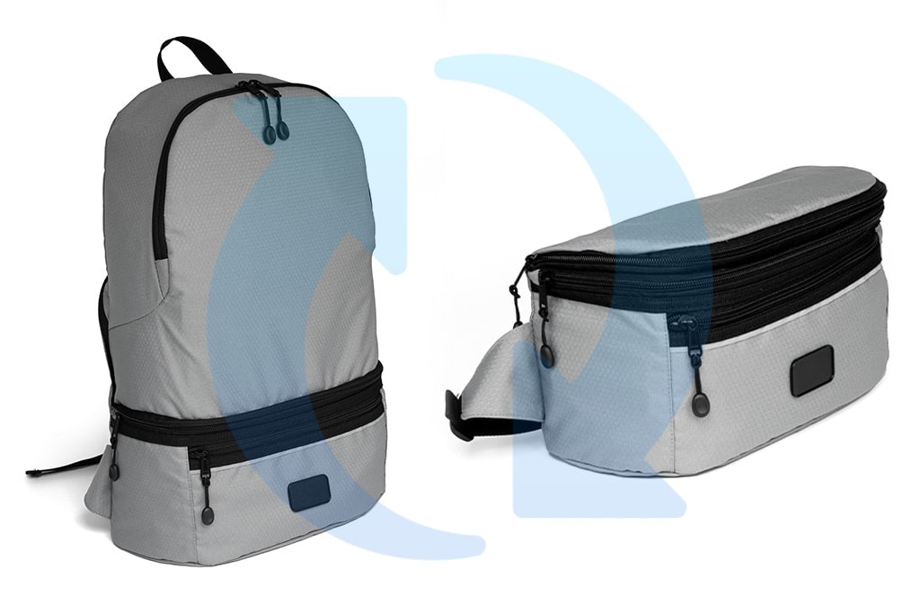 Faltbarer Rucksack und Schultertasche