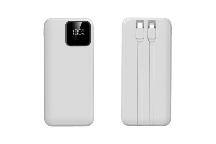 10.000 mAh Powerbank mit integrierten USB-C- & Lightning-Kabeln