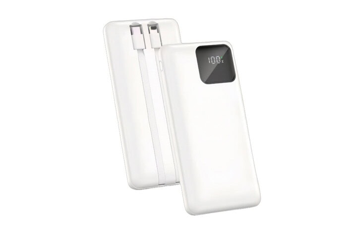 10.000 mAh Powerbank mit integrierten USB-C- & Lightning-Kabeln