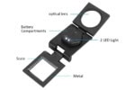 10X Klappbare Metall-Lupe mit 2 LEDs und Skala